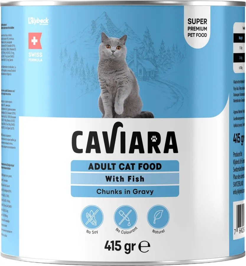 Caviara Sos İçinde Balık Parçalı Yetişkin Kedi Konservesi 415 g