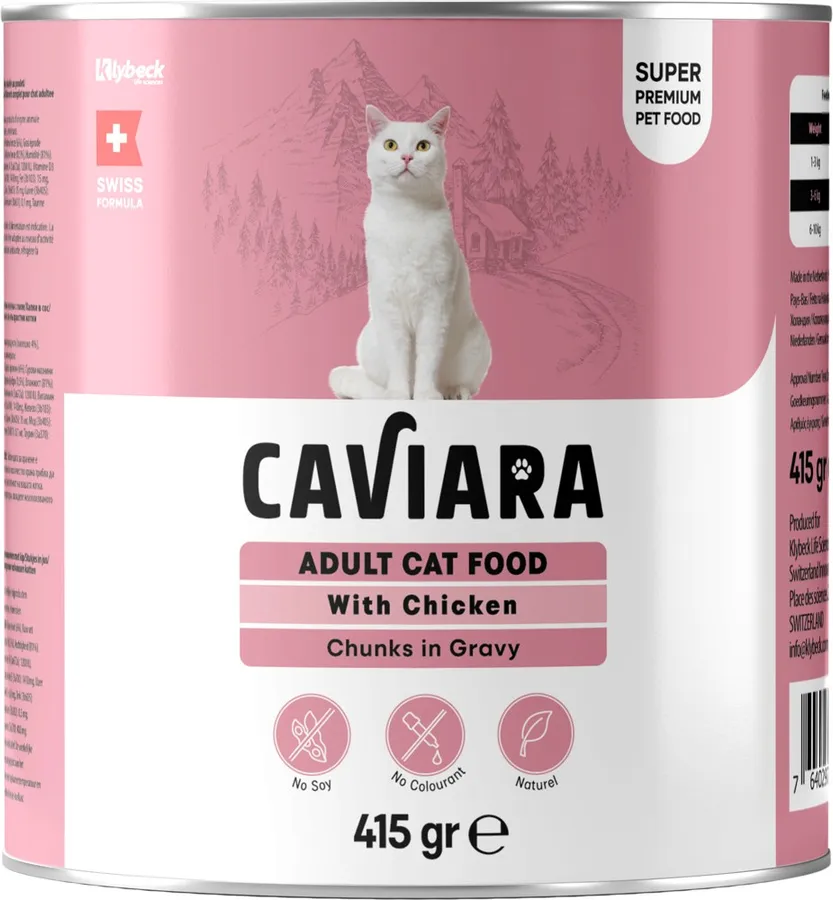 Caviara Sos İçinde Tavuk Parçalı Yetişkin Kedi Konservesi 415 g