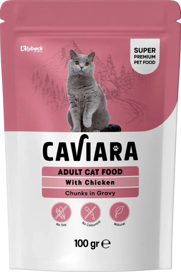 Caviara Sos İçinde Tavuk Parçalı Yetişkin Kedi Pouch 100 g