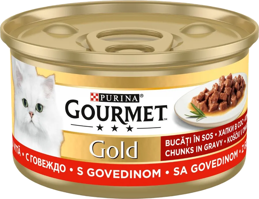 Gourmet Gold Sığır Etli Parçalı Soslu Yaş Kedi Maması