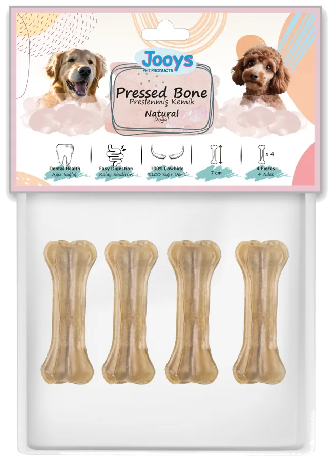 Jooys 7 cm Naturel Pres Kemik 4'lü Paket