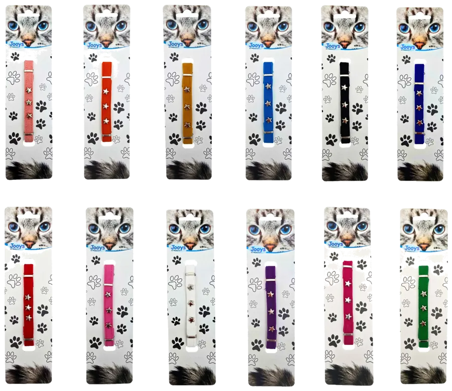 Jooys Kadife Yıldızlı Kedi Boyun Tasması Set 12'li