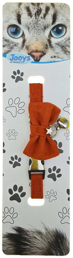 Jooys Zilli Papyonlu Kedi Boyun Tasması Turuncu