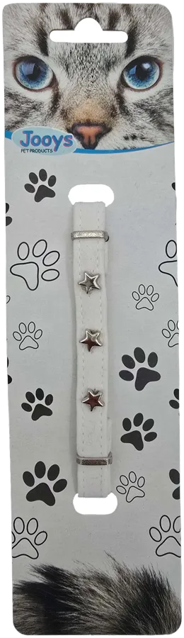 Jooys Zilli Yıldızlı Kedi Boyun Tasması Beyaz
