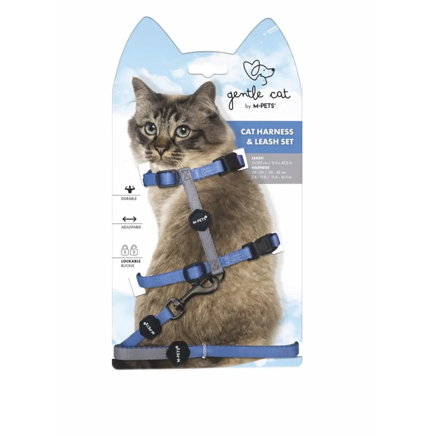 M-Pets Gentle Cat Harness and Leash Set Blue