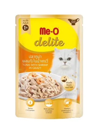 Me-O Delite Ton Balıklı ve Karidesli Soslu Kedi Pouch