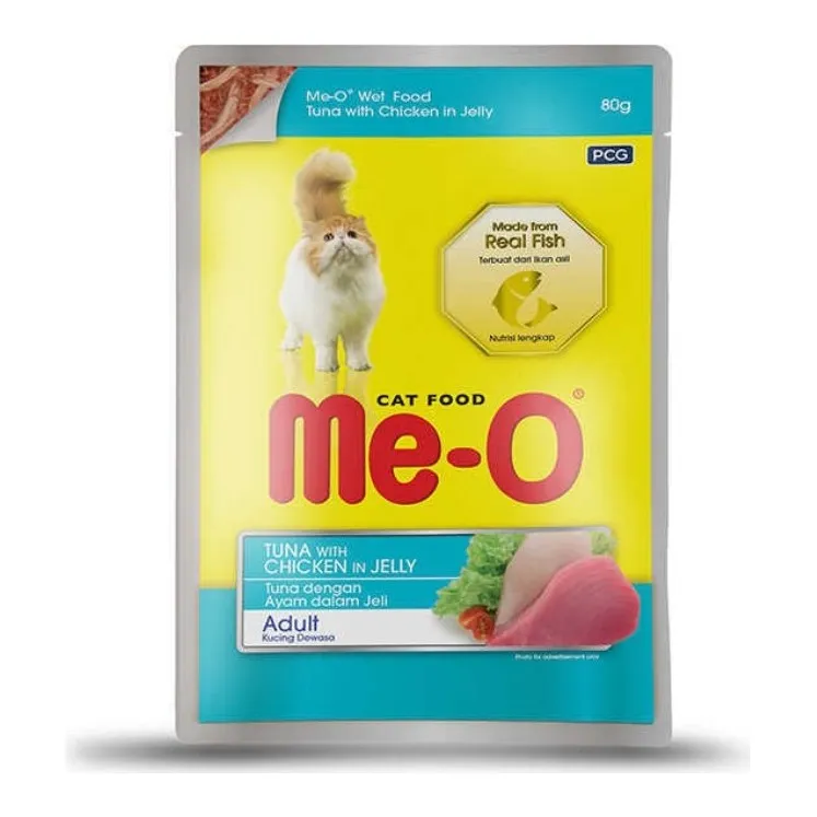 Meo Jöle İçinde Ton Balıklı ve Tavuk Parçacıklı Yetişkin Kedi Pouch