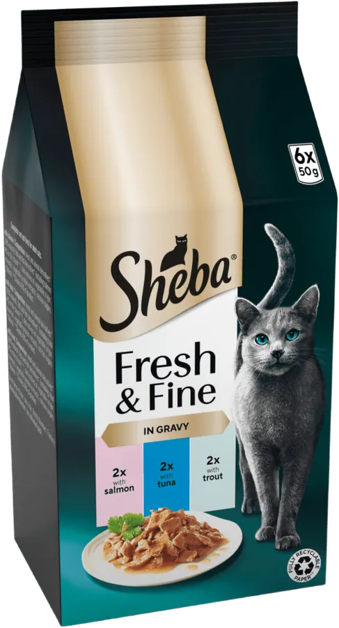 Sheba Fresh & Fine Somonlu ve Ton Balıklı Soslu Yaş Kedi Maması