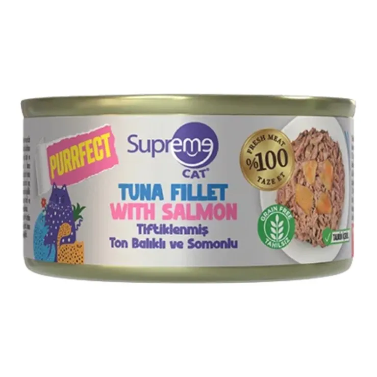 Supreme Cat Purrfect Ton Balıklı ve Somonlu Yetişkin Kedi Konservesi