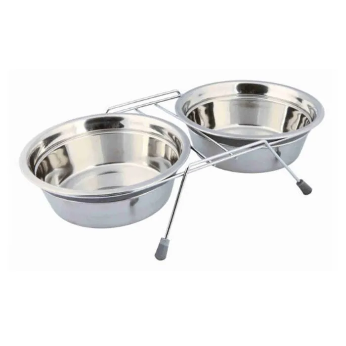 Trixie Double Stainless Steel Bowl Set with Stand