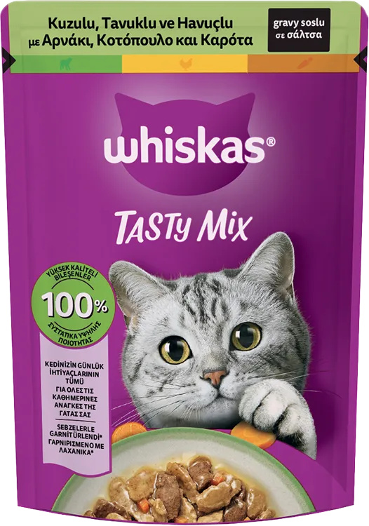 Whiskas Tasty Mix Kuzulu Tavuklu ve Havuçlu Pouch Yaş Mama